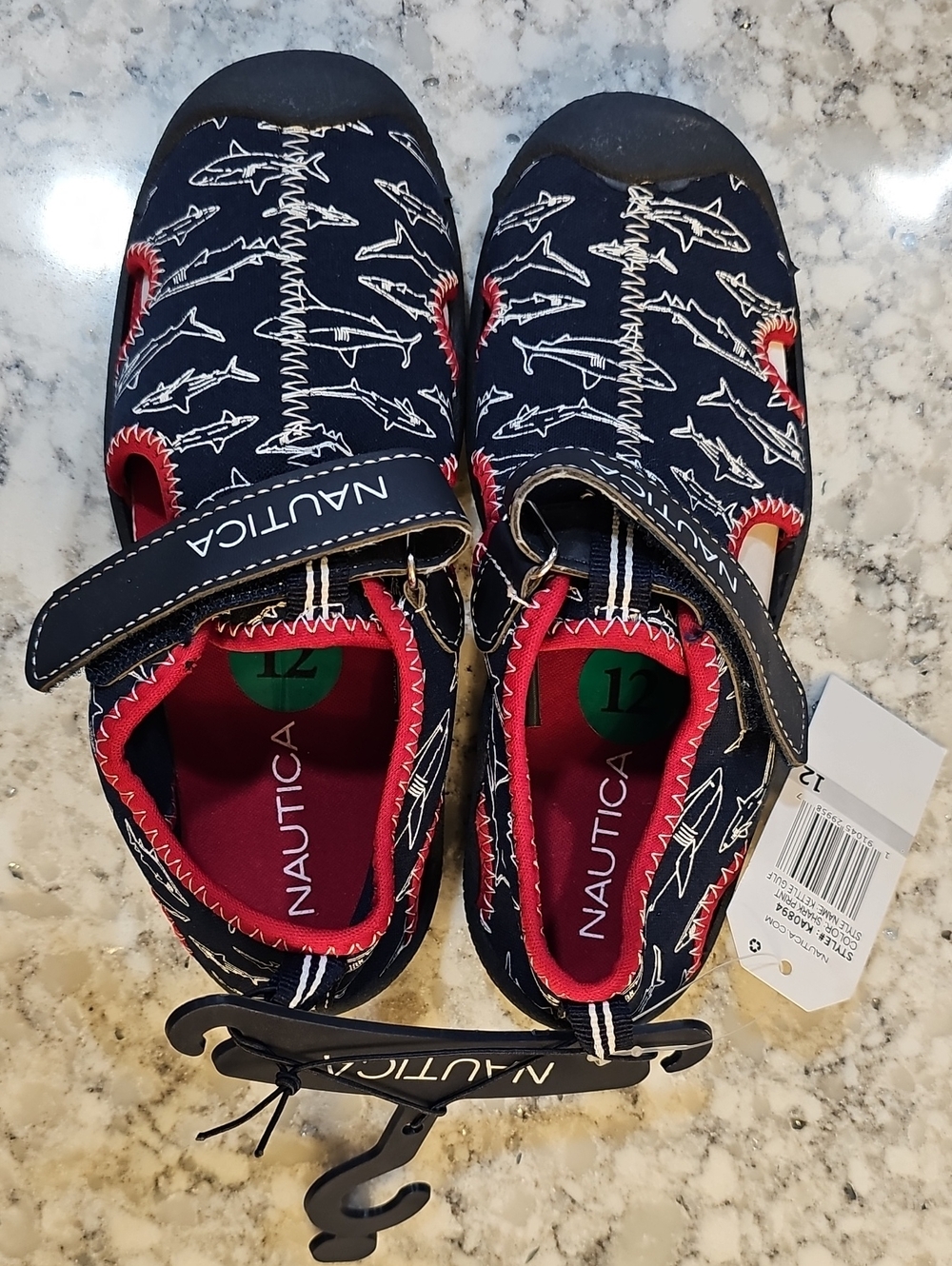 Nautica Blue Red Shark Water Beach Shoes, Size 12